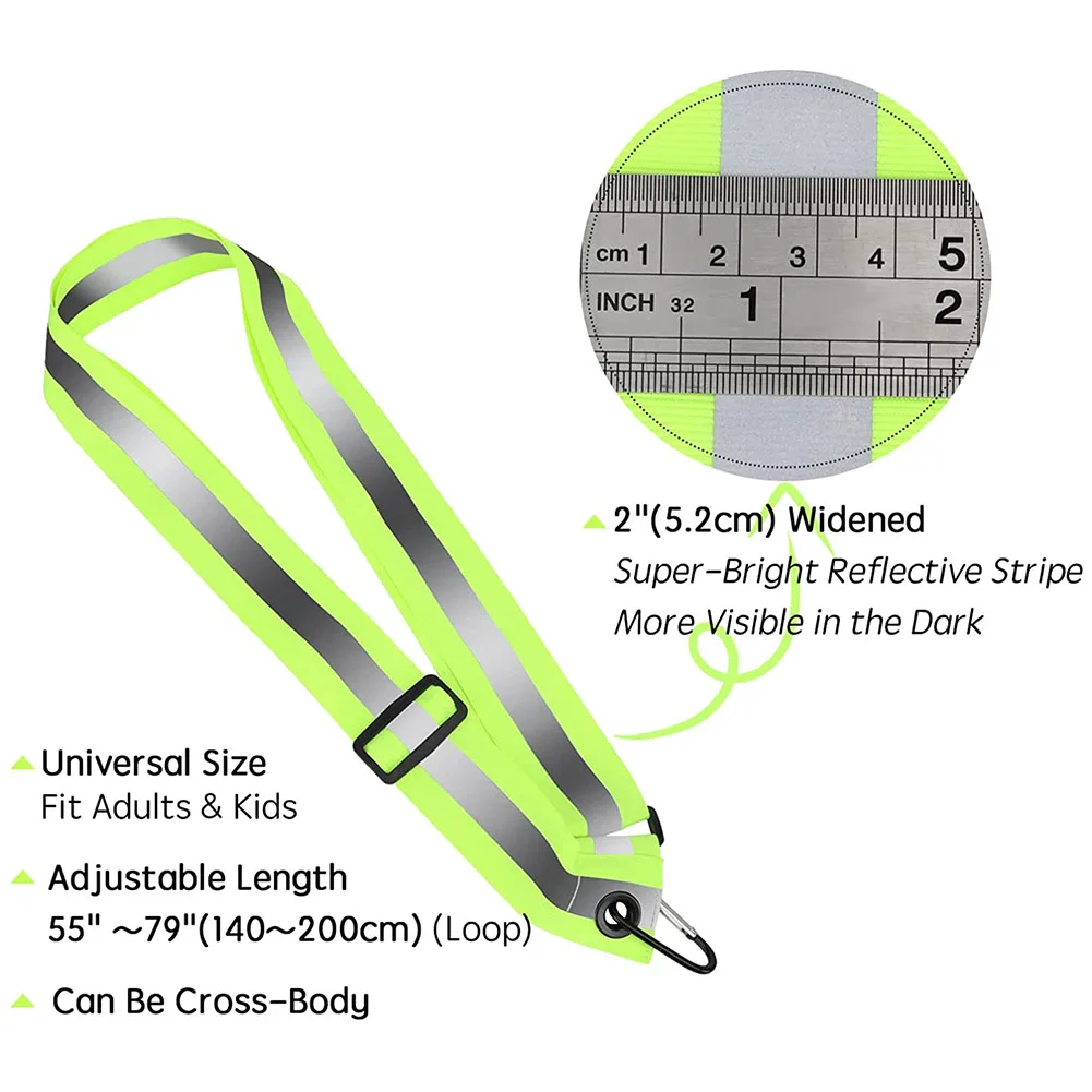 Faixa reflexiva segurança cinto de ombro alta visibilidade reflexiva faixa elástica ajustável visível noite jogging cinto de segurança