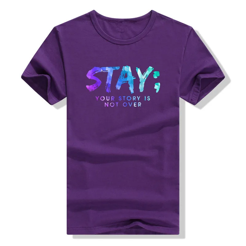 Your Story Is Not Over Stay Suicide Prevention Awareness T-Shirt Sayings Quote Letters Printed Graphic Tee Tops Healthy Clothes view 3
