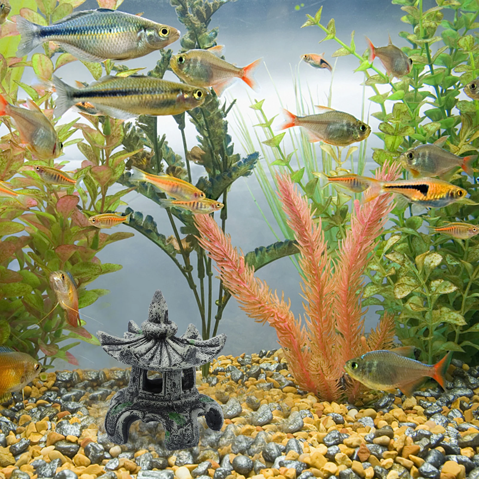 

1Pcs Chinese Style Pavilion Adornment Premium Resin Fish Tank Landscaping Decor Realistic Modeling Resin Ornament