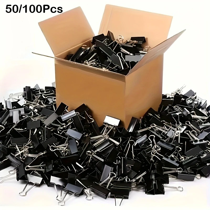 Colored & Black Binder Clips Office Document Fasteners Long Tail Reverse Tail Clips Paper Organizer For Office School Stationery