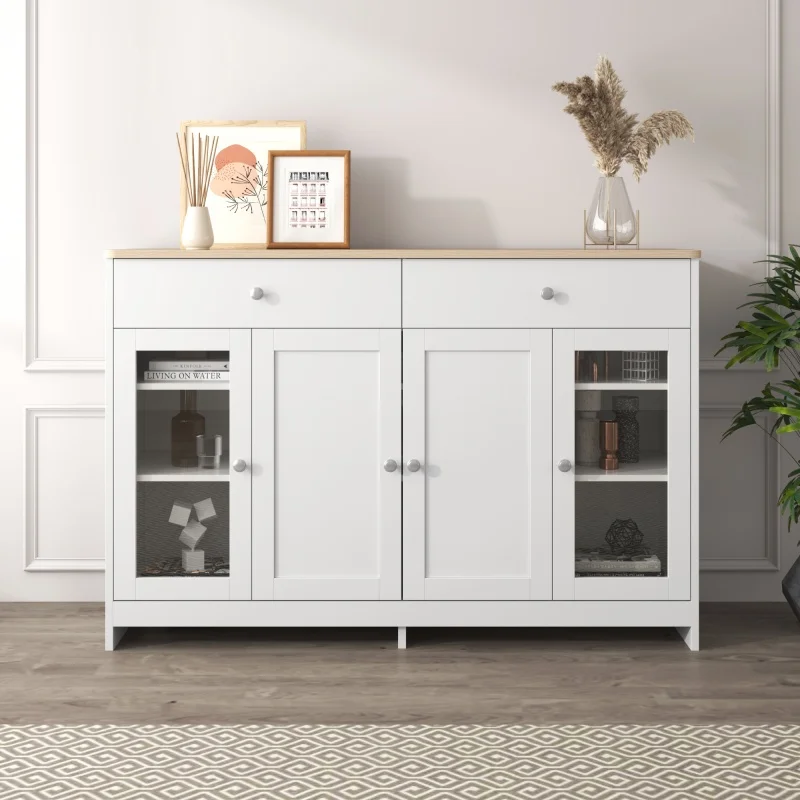 Living room cabinet Modern minimalist style sideboard Buffet Table Storage Cabinet and Shelves Barn Doors for Dining , Kitchen