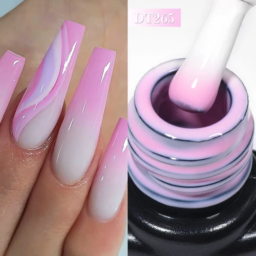 MEET ACROSS 7ml Rosa claro y blanco leche Gel térmico esmalte de uñas gradiente cambio de temperatura Gel artístico de uñas para manicura de uñas