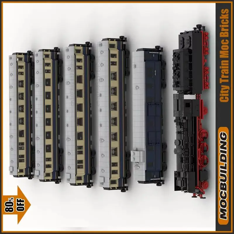 

Исторический городской поезд MOC, строительные блоки, модель Passengertrain, сделай сам, сборка кирпичей, транспорт, креативные детские игрушки, подарки