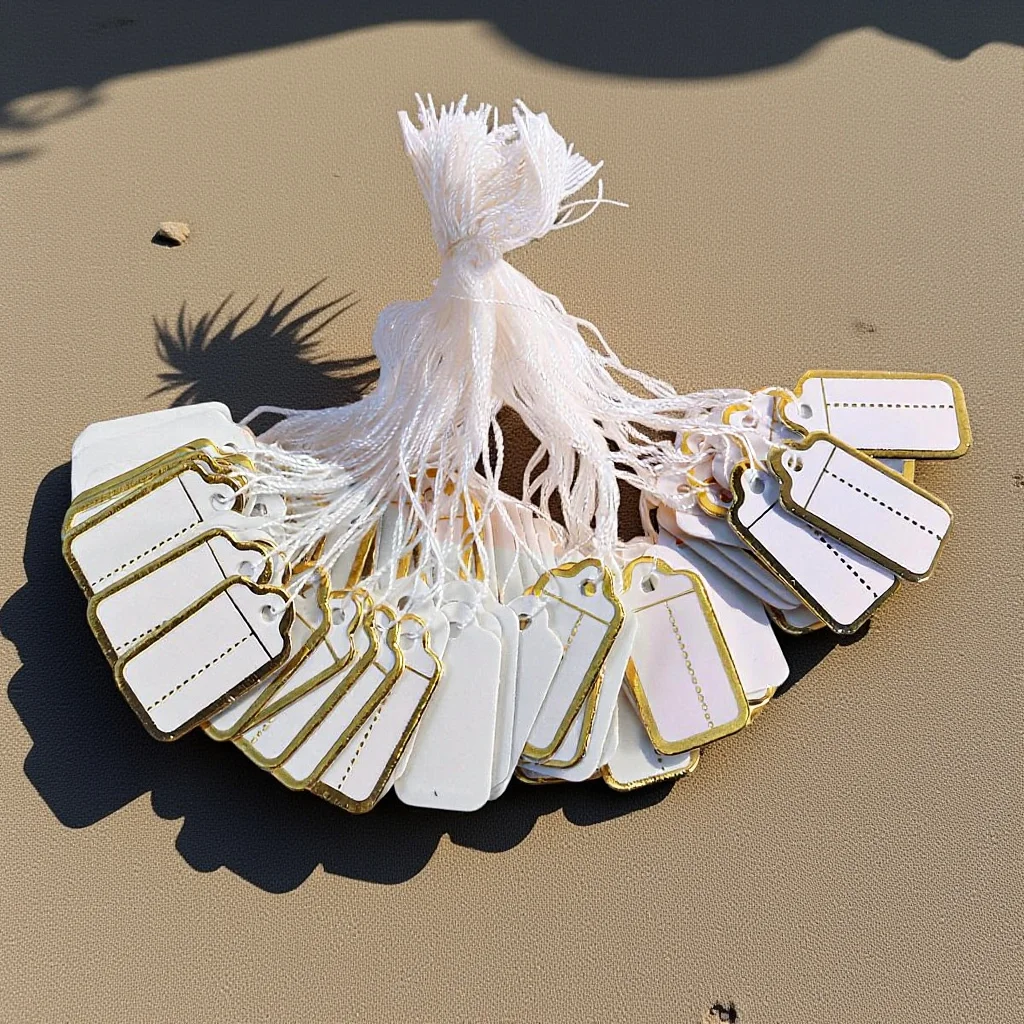 

500Pcs Elegant Gold Side Price Label Tags Paper Material for Jewelry Packaging Ring Bracelet Necklace Earrings Display Use