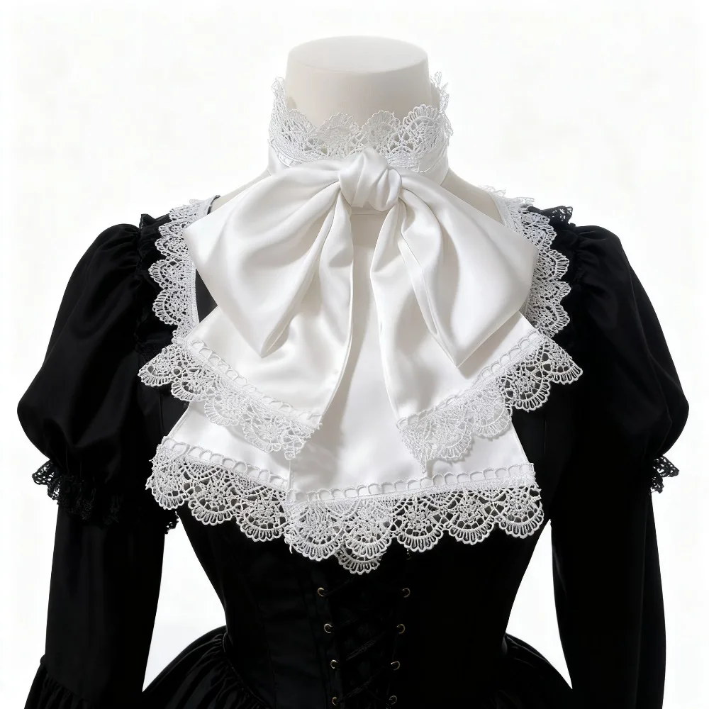Doce lolita jabot colar lindo laço gótico renda destacável laço ouji acessórios cosplay