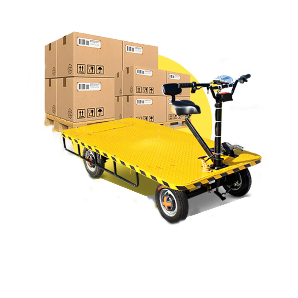 1000kgs Factory Warehouse Loading 4 Wheel Electric Battery Logistics Cargo Truck Electric Trolley Platform Carts