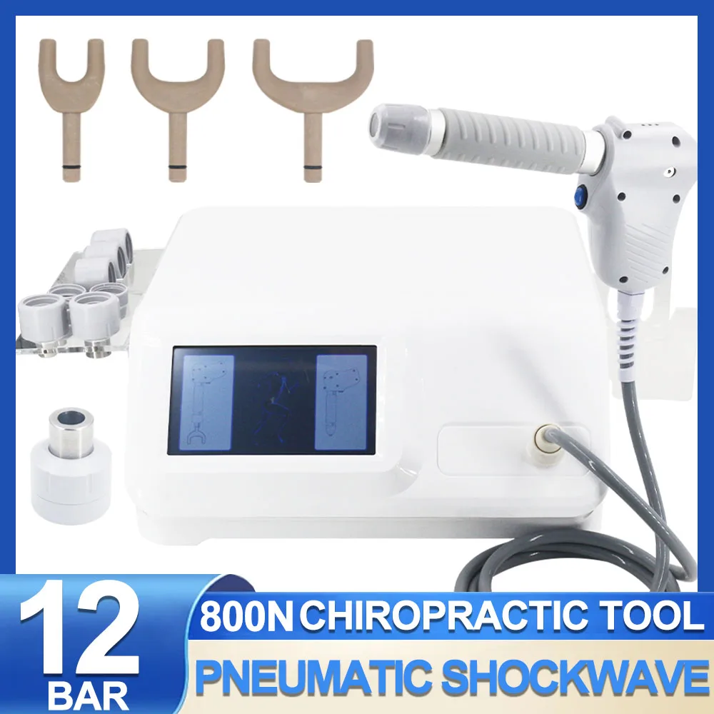 12Bar Pneumatic Shockwave Therapy Machine Tennis Elbow And ED Treatment Pain Relief Chiropractic Tools Deep Tissue Massage