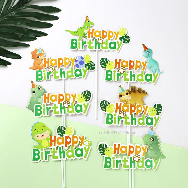 Bos Dinosaurus Verjaardagsversiering Taart Topper Bakken Taart Decor Jungle Safari Happy Birthday Party Decor Kids Party Benodigdheden