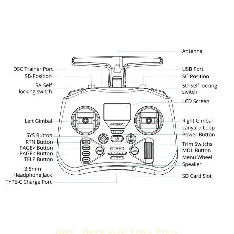 

02DA ELRS/ CC2500 Pocket Hall Gimbal Transmitter Remote Control with LED