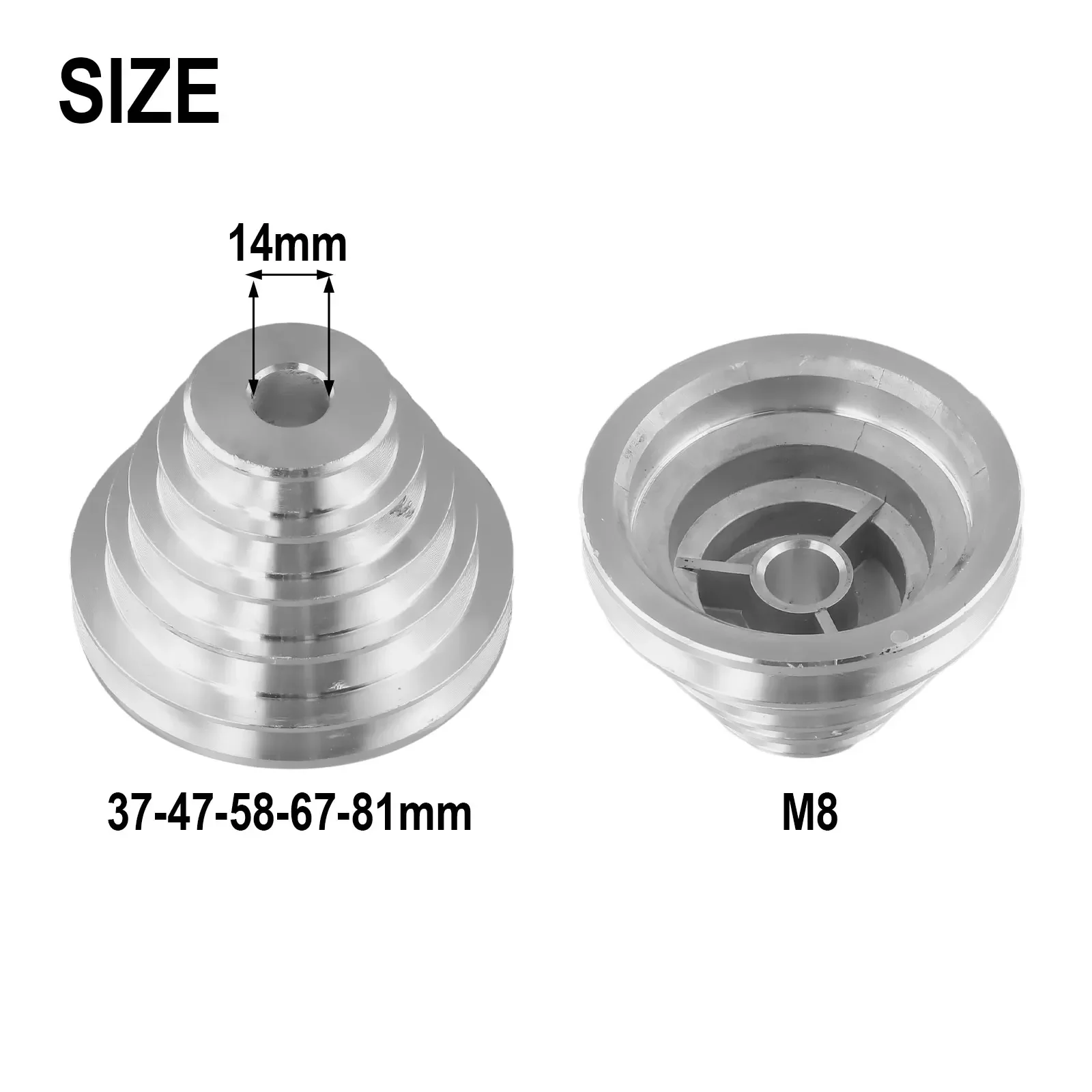 1pcs 14 22mm Pagoda Pulley Wheel Aluminum Transmission Wheel Benchtop Drill Press M8 Plug Hole A Type V-shaped Accessories