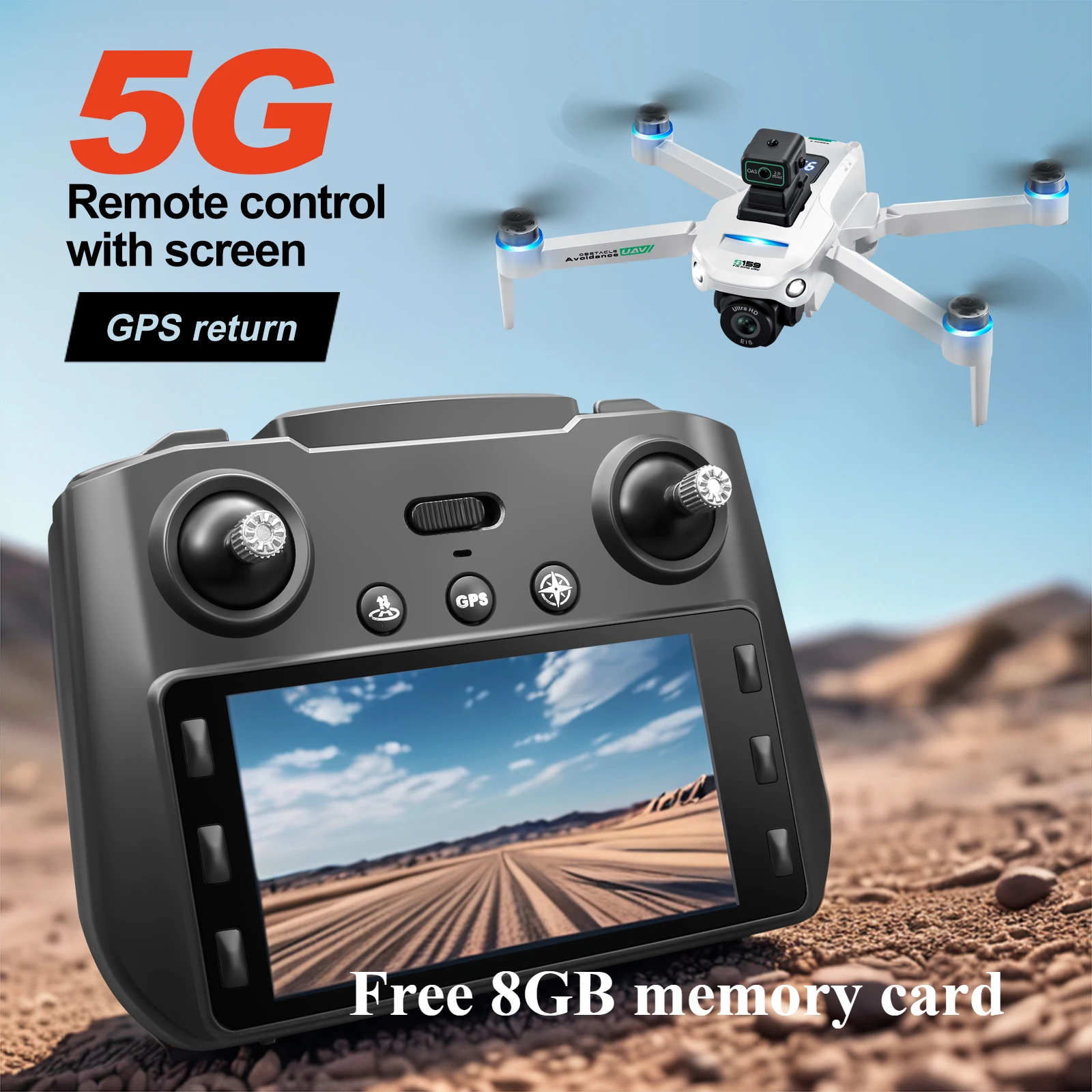 Nieuwe S159 Scherm LCD RC Drone 8K HD Camera Borstelloze GPS Motor Sturen Geheugenkaart Obstakel vermijden Opvouwbare Quadcopter Dron Speelgoed