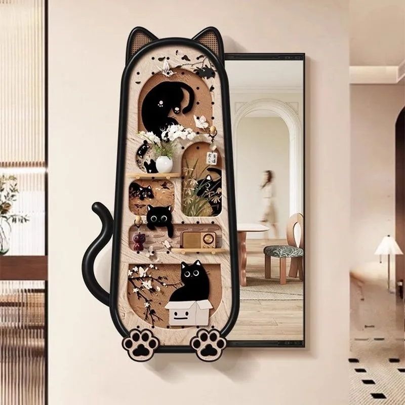 

Creative Black Mirrors Organizer Design Modern Ornament Mirror Aesthetic Flexible Espejo Maquillaje Luz Home Accessories
