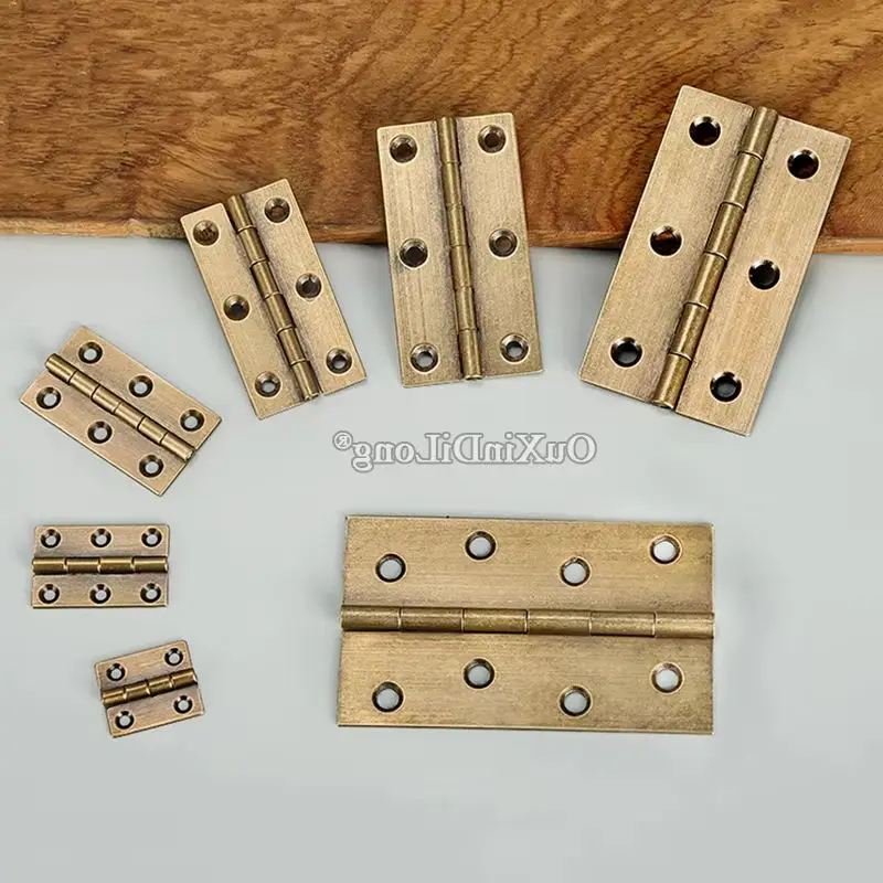Retro 20PCS Solid Brass Furniture Hinges Wood Cases Jewelry Gift Box Hinges Antique Cabinet Door Hinges with Screws