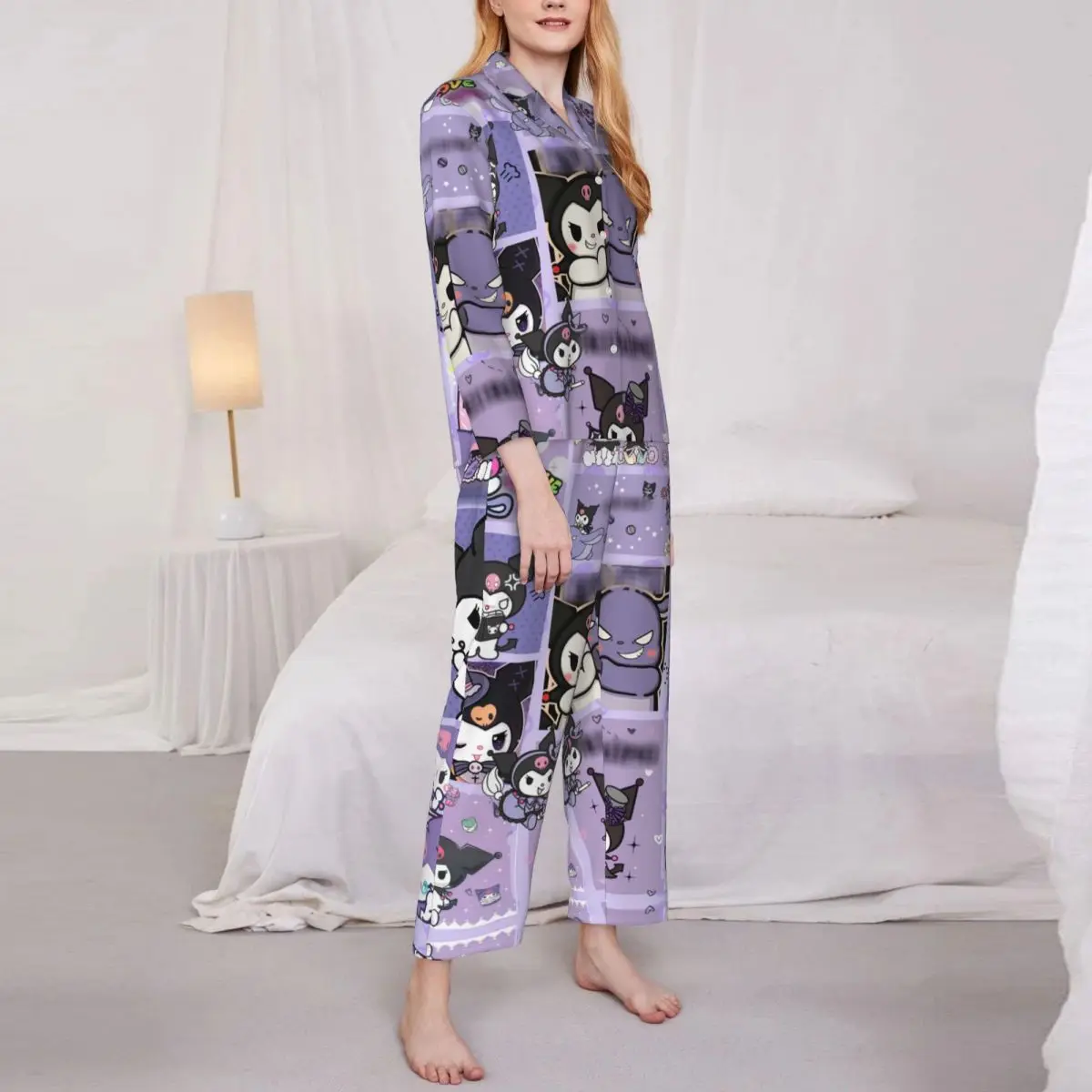 Kuromi Women's Pajamas Sets Woman 2 Pieces Pajamas Female Couples Loungewear Suit Home Clothes