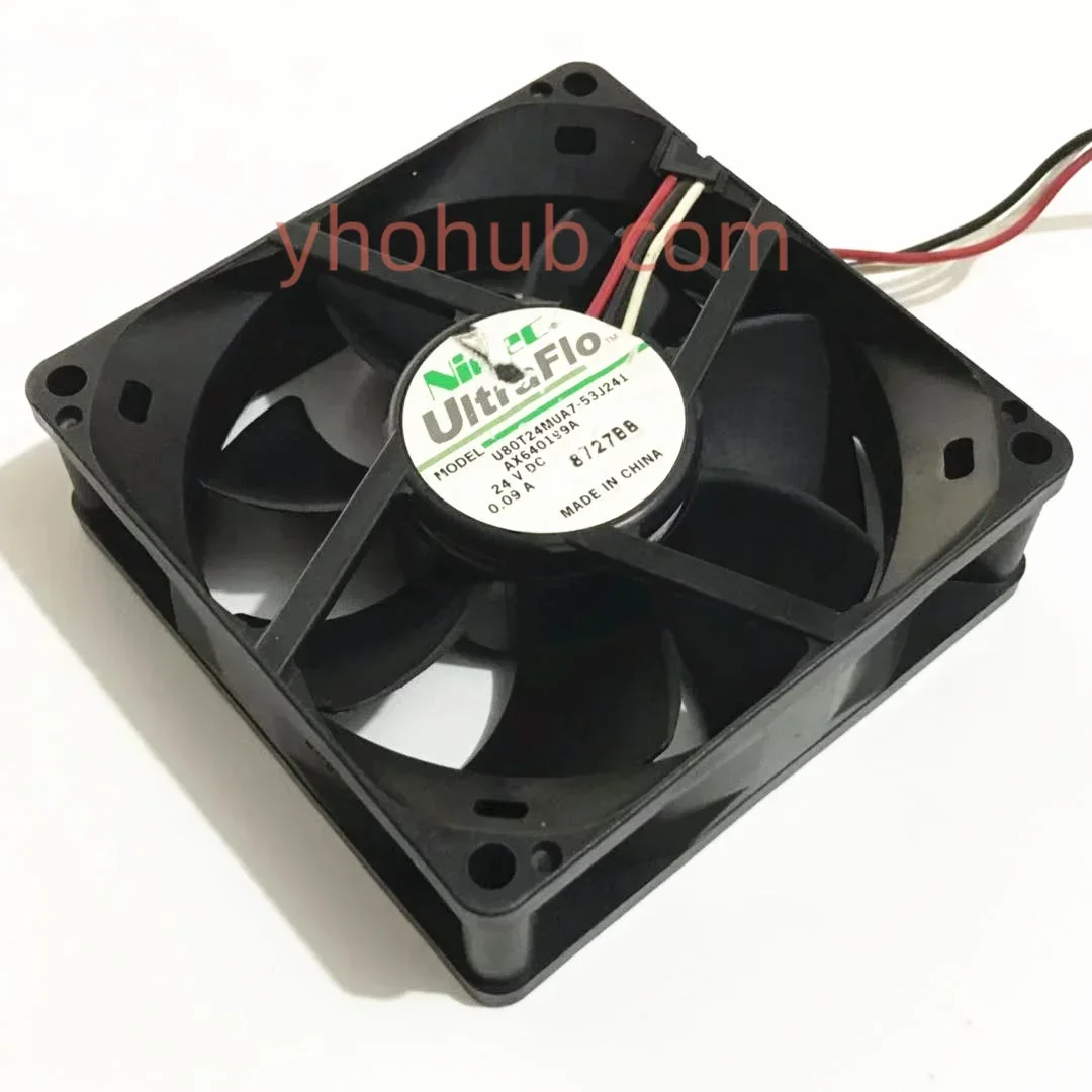 

Nidec U80T24MUA7-53J241 AX640199C DC 24V 0.09A 80x80x25mm 3-Wire Cooling Fan