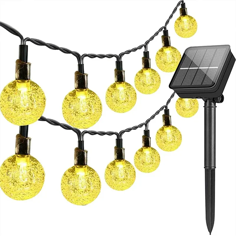 8 Modes Solar String Lights 200 LED Crystal Globe Light Outdoor Waterproof Patio Lights for Garden Yard Christmas Party Decor