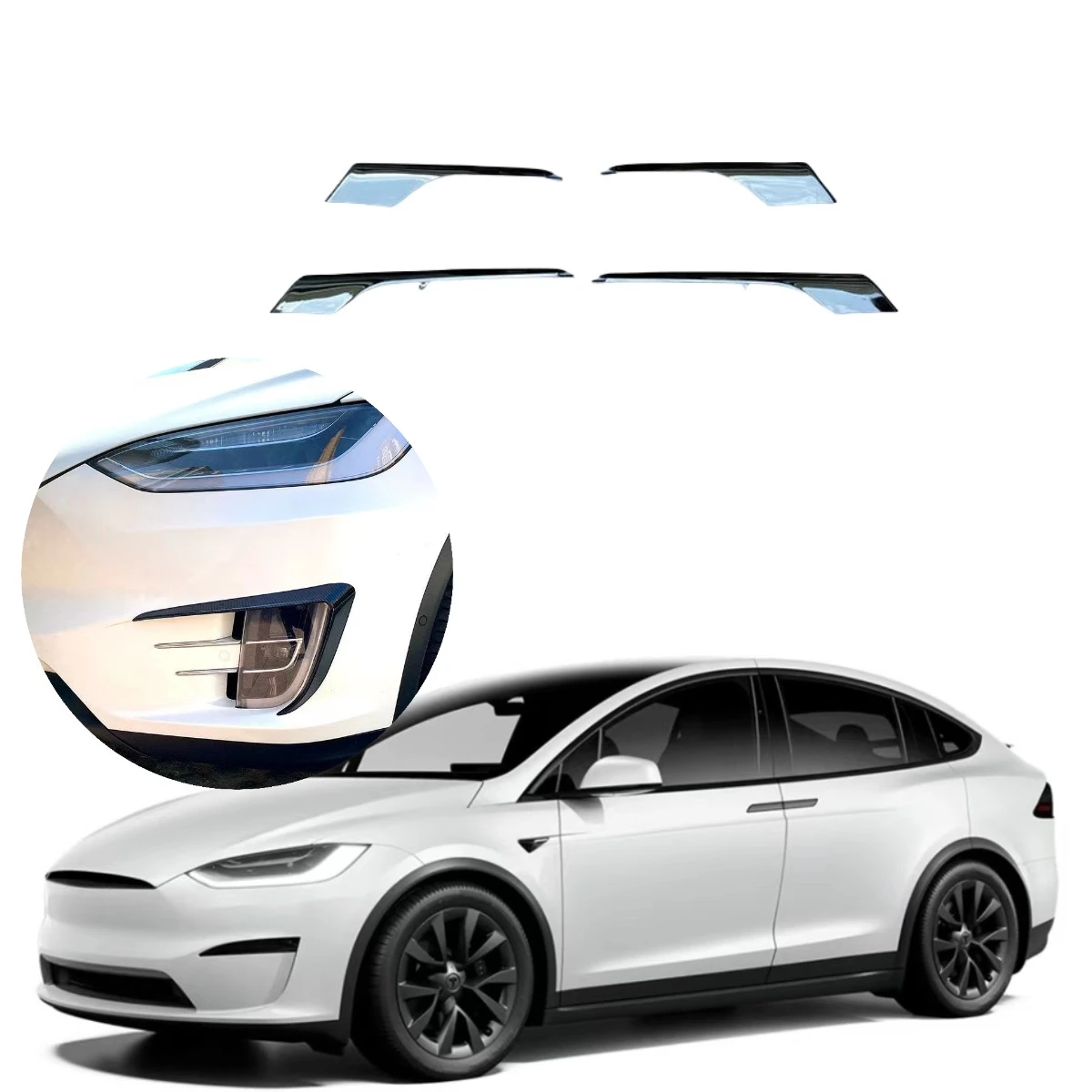 

Suitable for Tesla Model X Front Bumper Fog Light Eyebrow Fog Light Lower Trim Fog Light Trim