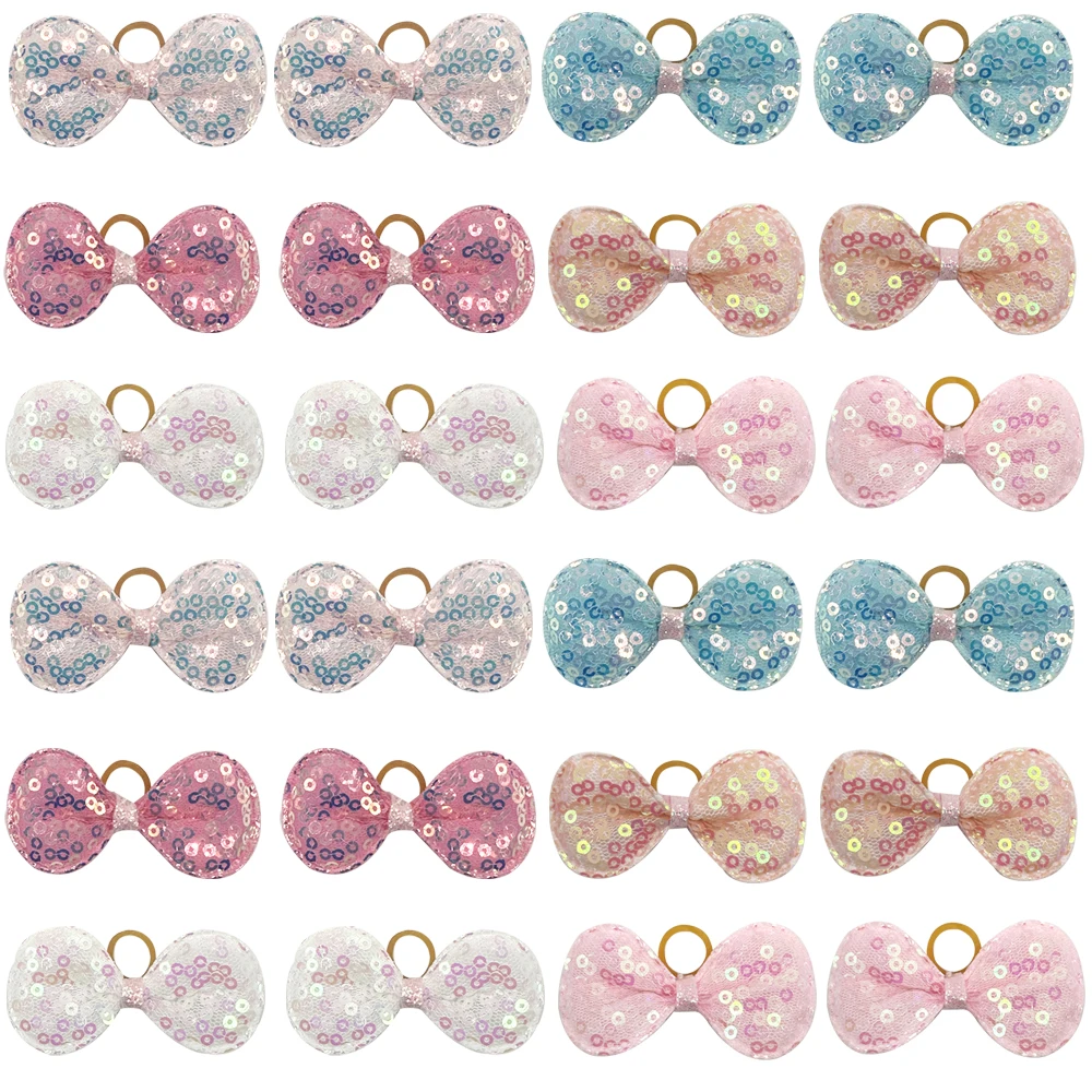 100pcs Pet Hair Bow Dogs Headwear Sequins Style Dog Bows Pet Hair Bows Dog Groomining Bows for Dog Cats Pet Products