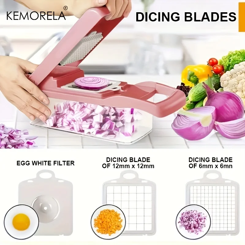 KEMORELA 16 in 1 Vegetable Chopper Multifunctional Fruit Slicer Vegetable Slicer Cutter Onion Mincer Chopper Kitchen Gadgets