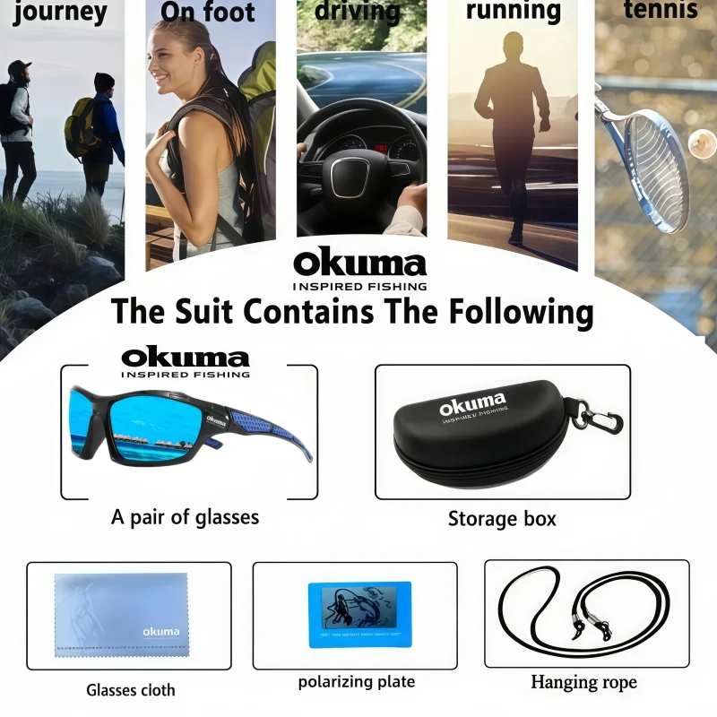 Okuma polarisierte Brille UV400, winddicht und sandresistent gegen UV-Blendung, vermeidet Augenschäden durch äußere Einflüsse – Detail 8