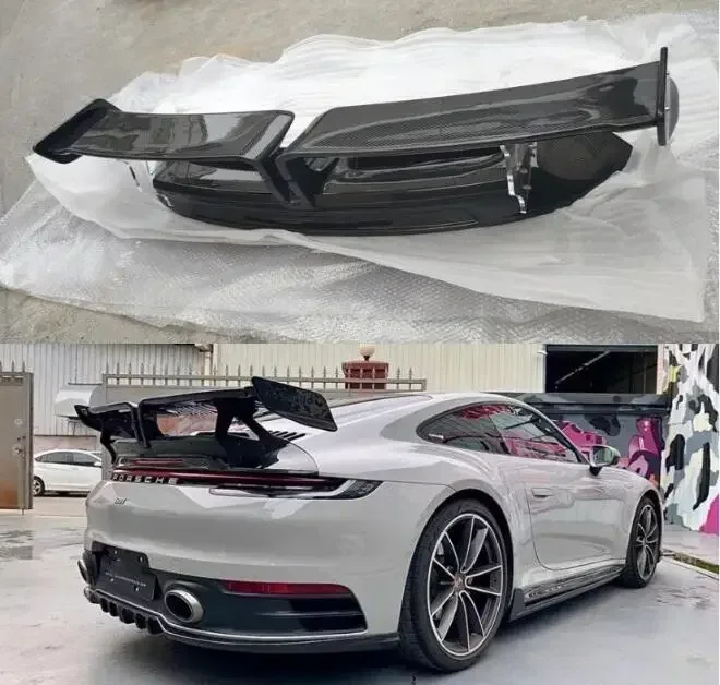 

New！ THT Real Forged Carbon Fiber / FRP Car Rear Wing Trunk Lip Spoiler For Porsche Carrera 911 992 2020 2021 2022 2023