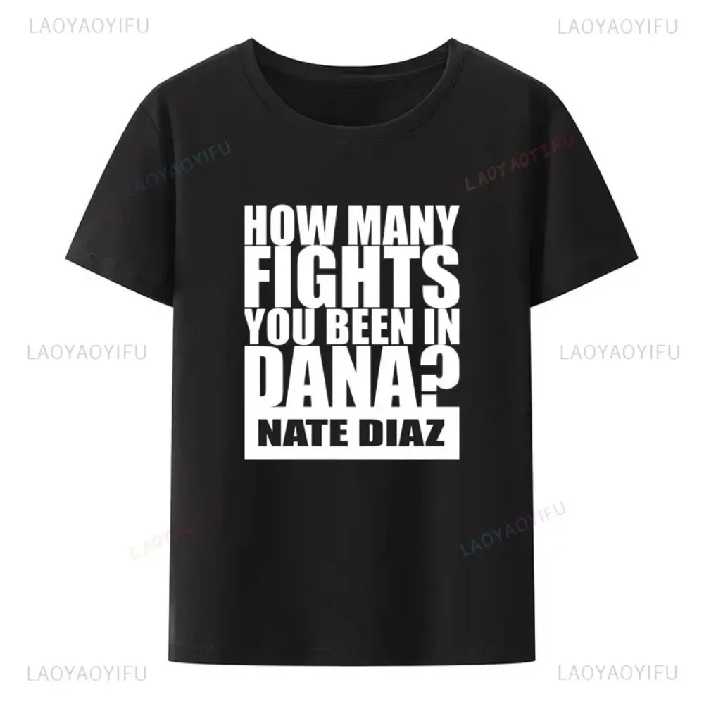 DIAZ How Many Fights Print T-Shirt Sports Men Cotton Short-sleev Breathable Exercise Tops Couple Fashion O-neck Shirt 2024Summer