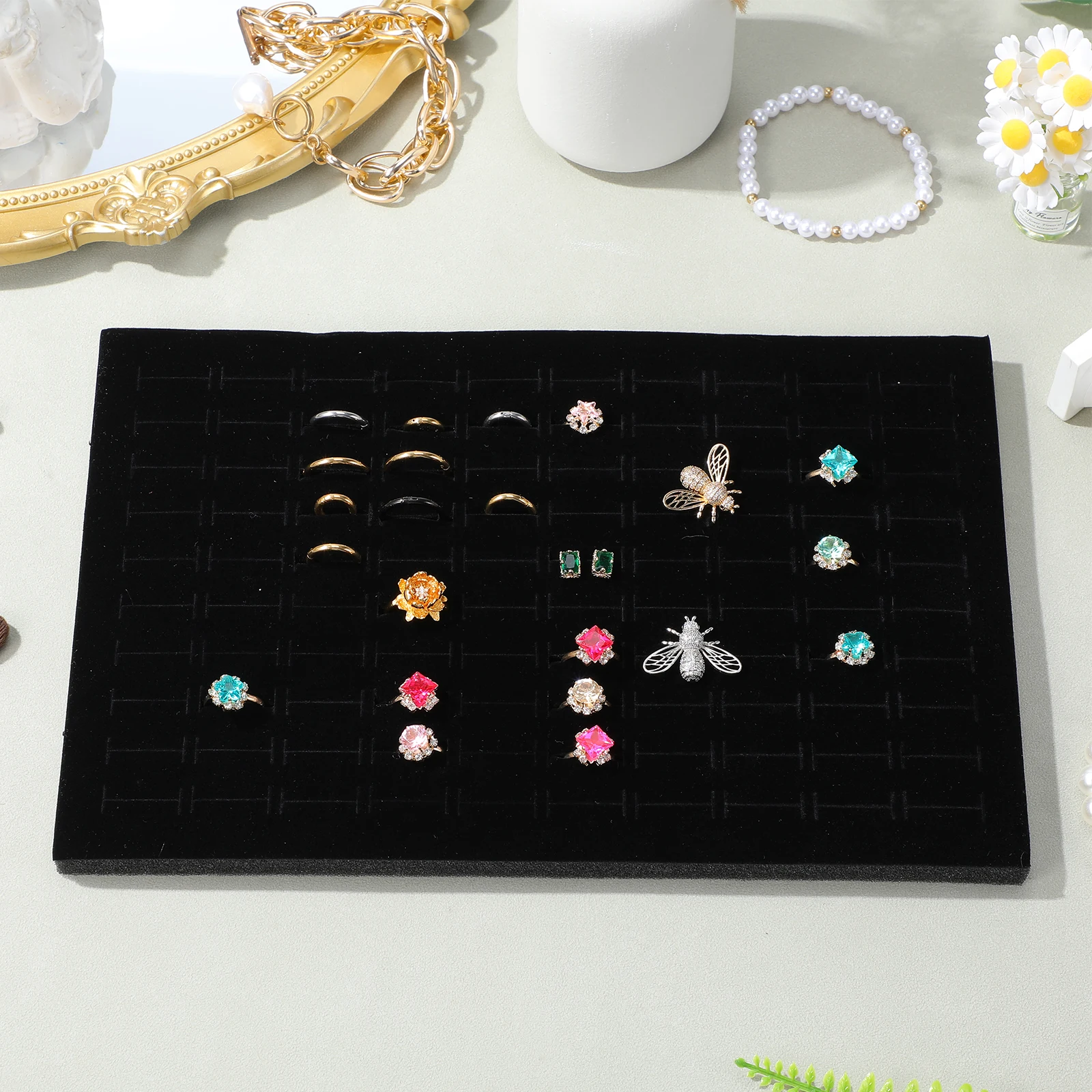 

4pcs Jewelry Sponge Insert Holder Ring Tray Earring Organizer Display Mat For Jewelry Box Storage Inserts Supplies Organizer Pad