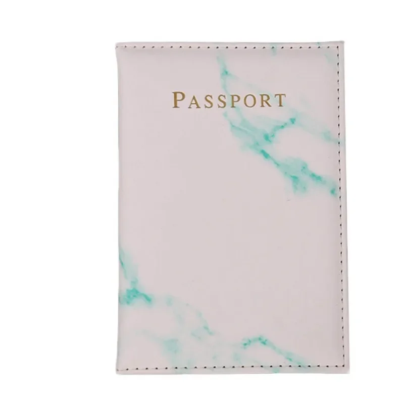 Funda de pasaporte de cuero Pu para hombre y mujer, Cartera de viaje con identificación, tarjeta de crédito, estilo mármol