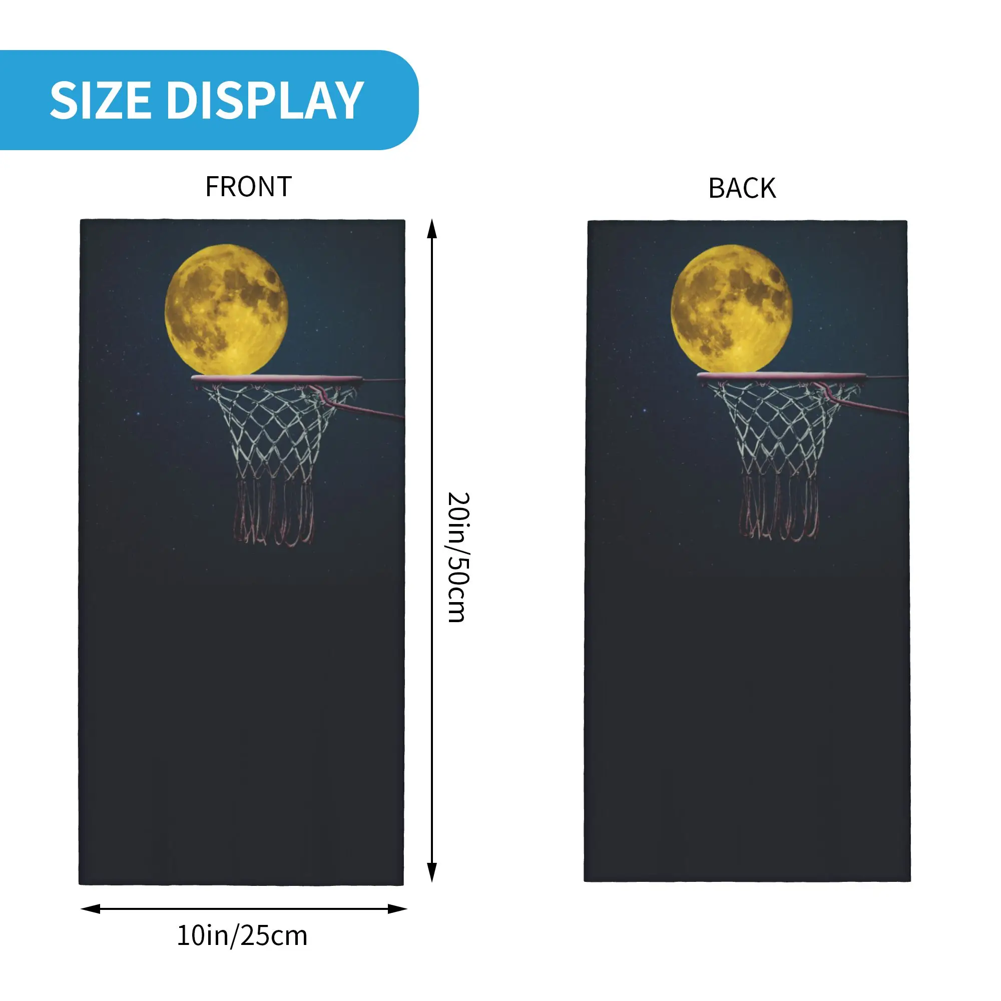 Custom Moon Basketball Bandana Neck Gaiter Windproof Face Scarf Cover Women Men Sport Player Headband Tube Balaclava