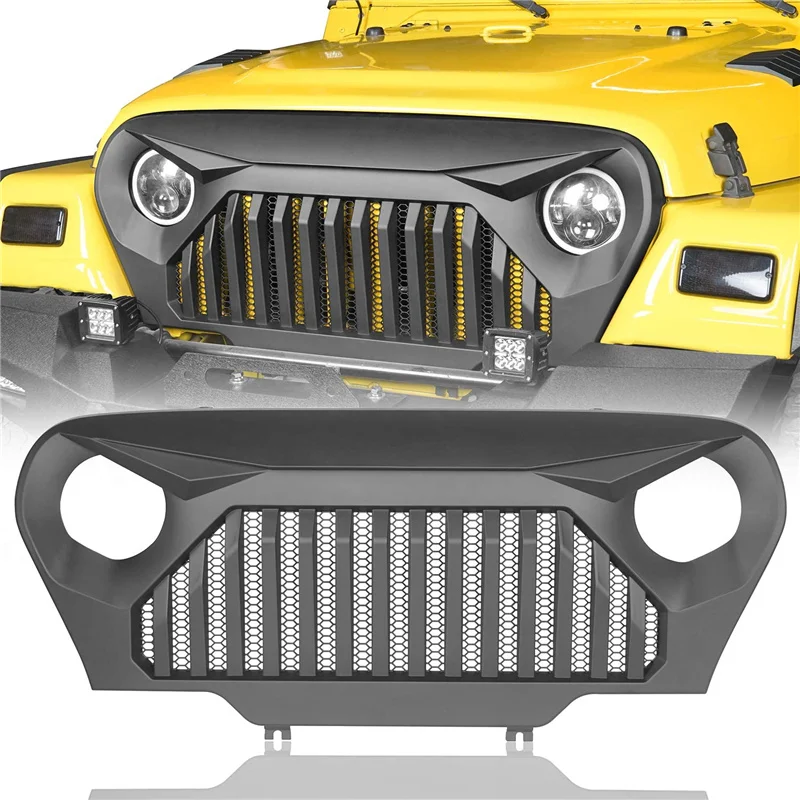 

Racing Grill Front Vader Grille Cover Overlay With Mesh Insert For Jeep Wrangler TJ & TJ Unlimited 1997-2007