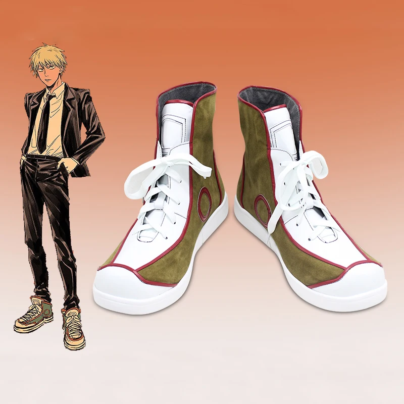 Anime Denji Cosplay Bottes, Chaussures en PU, Chaussures faites à la main