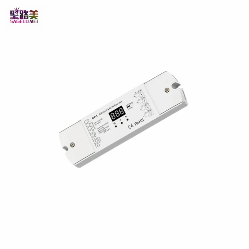 DC12-36V 24V DMX512 Decoder 4CH 5A PWM CV RDM DMX Decoder Single Color CCT RGB RGBW LED Strip Controller 4 in 1 Driver D4-L