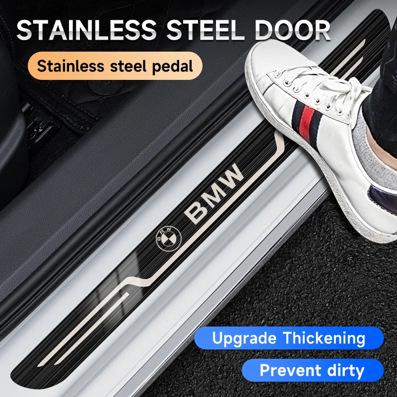 Stainless Steel Car Door Sill Scuff Plate For BMW M M3 M5 X1 X3 X5 X6 E90 E91 E92 E93 M3 E60 Anti-Scratch Seal Tang Protection