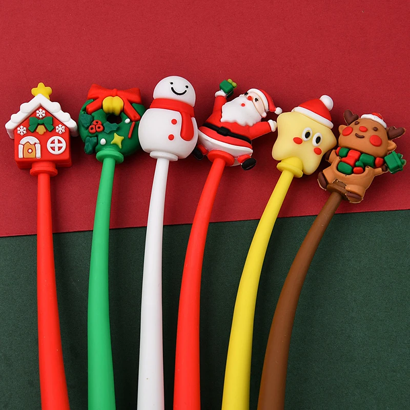 

Kawaii Рождественская гелевая ручка 0,5 мм с черными чернилами, милая рождественская елка, Лось, Санта-Снеговики, нейтральная ручка, школьные канцелярские принадлежности, подарок для детей