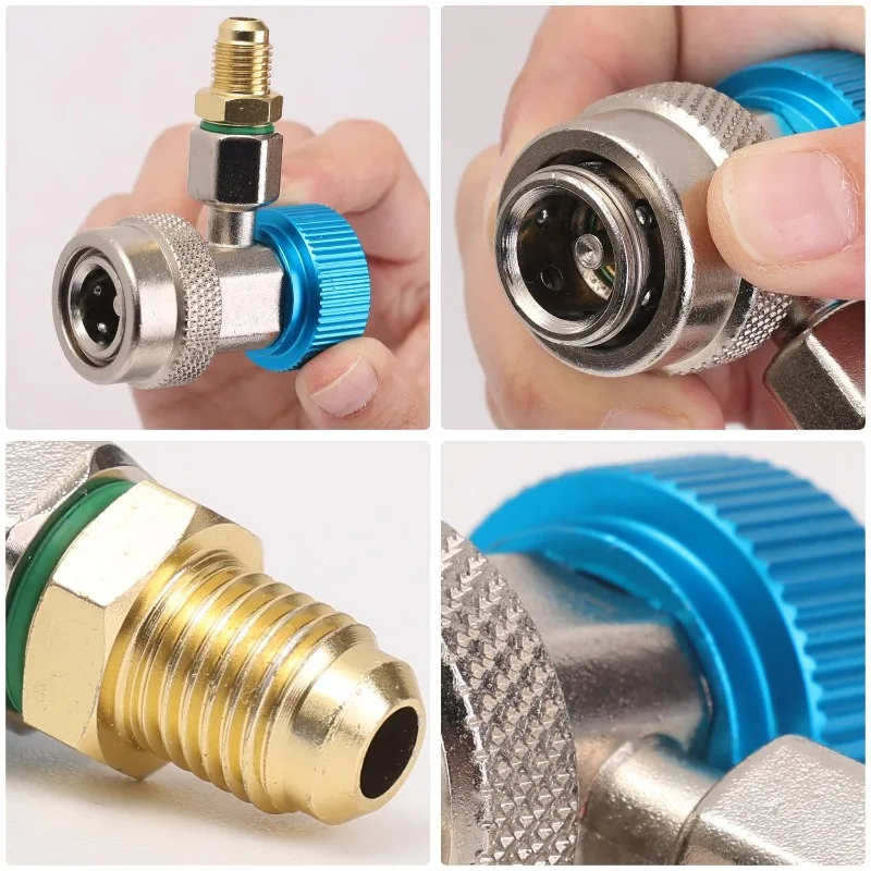 R134a Auto Car Quick Coupler Connector Brass Adapters Air Conditioning Refrigerant Adjustable AC Manifold Gauge Car Accessories view 5