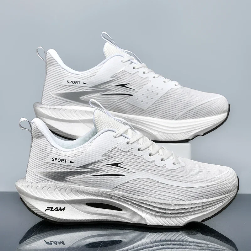

Men Sports Running Shoes Casual Marathon Carbon Plate Breathable Lightweight Women's Fluorescence Athletic Nonskid Sneakers