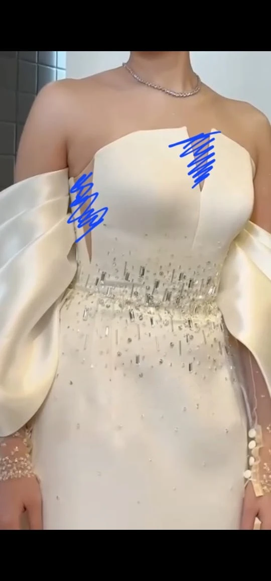 Aangepaste strapless satijnen grote strikken kristal kralen twee pak stukken avondjurk