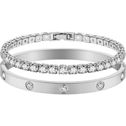 Bracelets pendants d'amour de luxe pour femmes, filles adolescentes, cubique, contre-indiqué, manchette, bijoux navire chia, cadeau de témoin d'amour, ensemble de 2 pièces