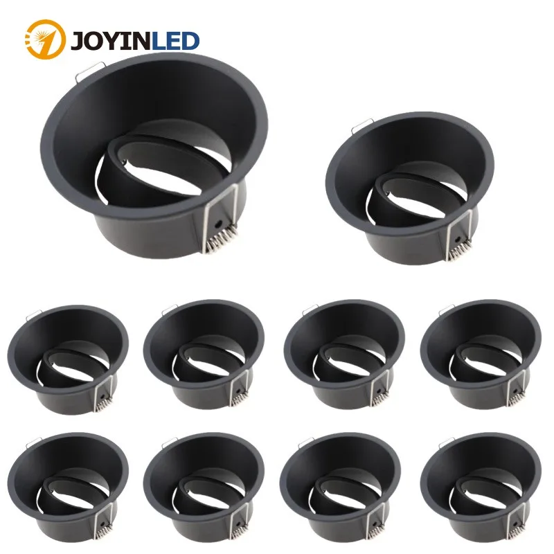 

10pcs Recessed Housing Led Downlight Accessories Spot Light Cover Black Round Style GU10 MR16 Down Light for Home Decoration