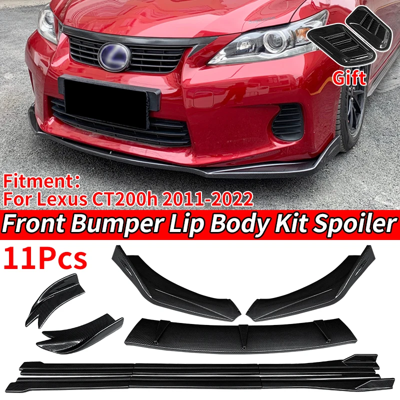 Car Front Bumper Splitters Lip Body Kit Spoiler Side Skirts Extensions Rear Wrap Angle Shark Fins ABS For Lexus CT200h 2011-2022