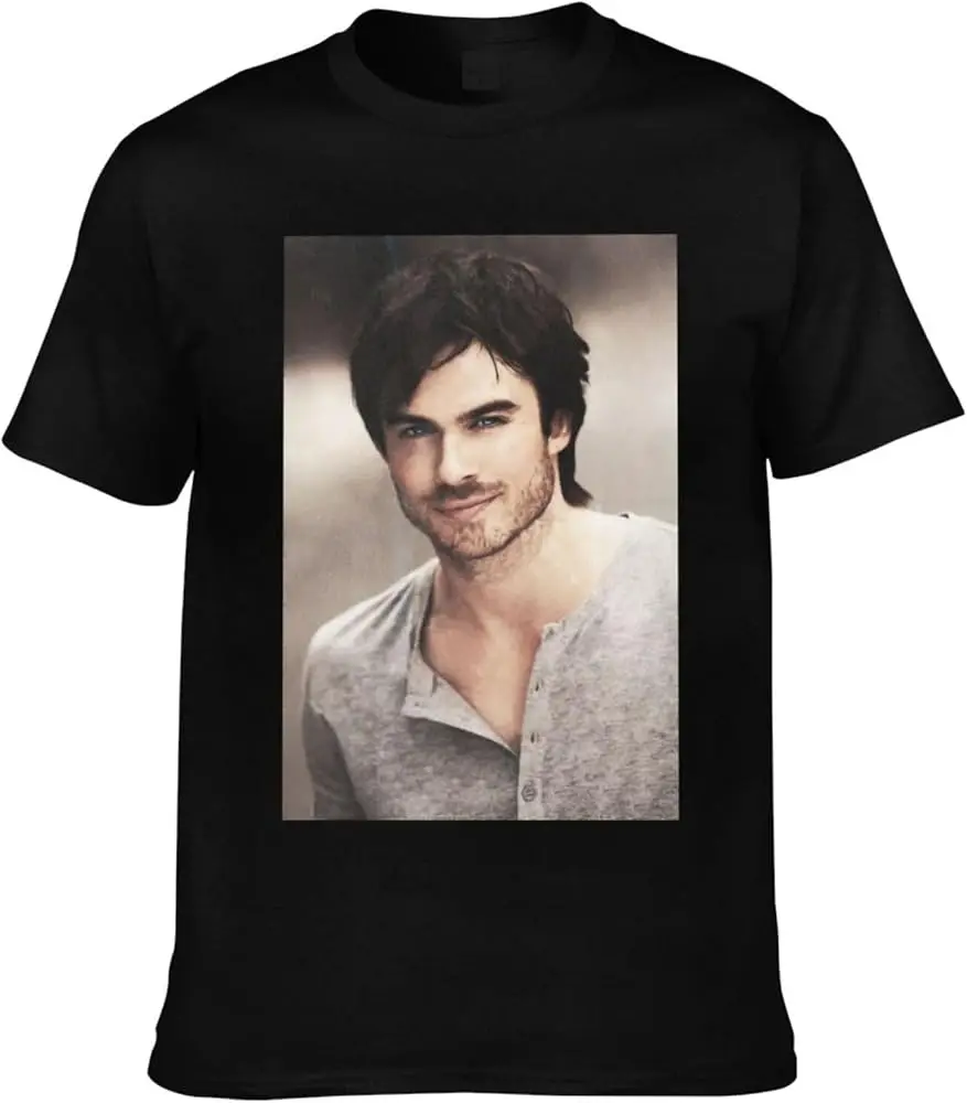 Ian Somerhalder Tshirt Short Sleeve 100% Cotton Top Crewneck Tees for Men Women