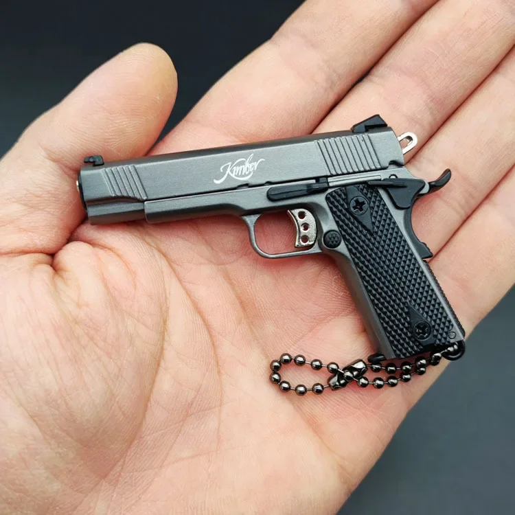 PN 1:3 Black Mini KIMBER 1911 Gun Pistol Toys Miniature Model Keychain Metal Shell Alloy Gift Toys (Can Not Shoot) (No Box)