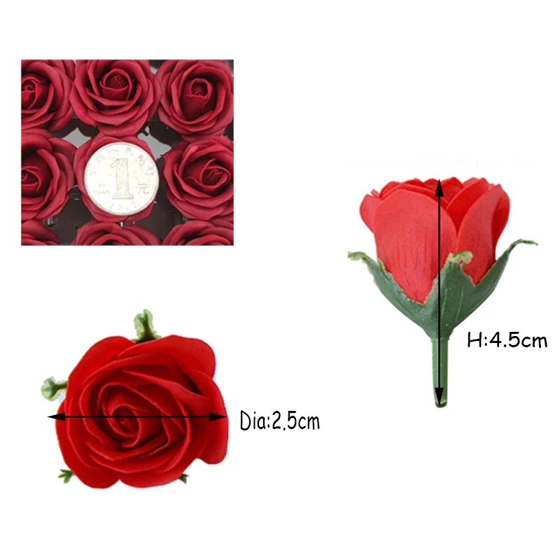 Cheap 50pcs Mini Soap Rose Heads Romantic Wedding Valentine\'s Day Gift DIY Wedding Bouquet Home Decoration Hand Flower Art 2.5cm