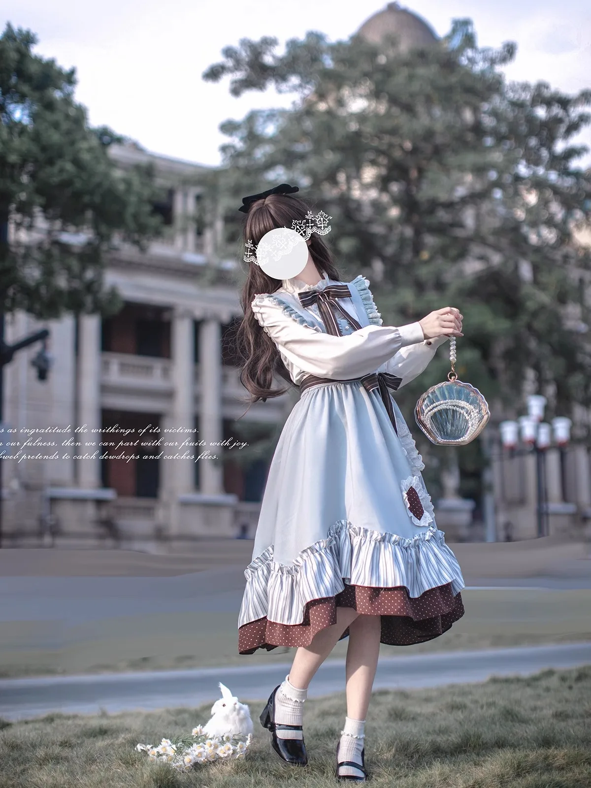 女の子のためのオリジナルのロリータドレス,アリス大学スタイル,エレガントなカバースカート,日常着,甘い,青,茶色,白のギフト