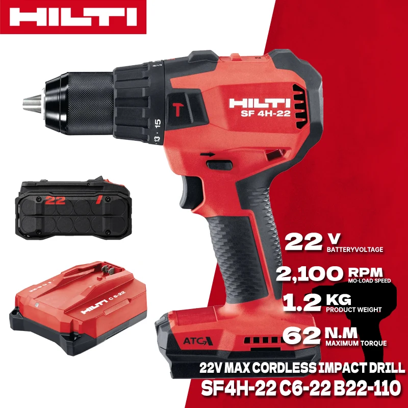 

HILTI NURON SF 4H-22 Cordless Hammer Drill Driver Brushless Motor Impact Drill 22V Compact Drill Power Tools C4-22 C6-22