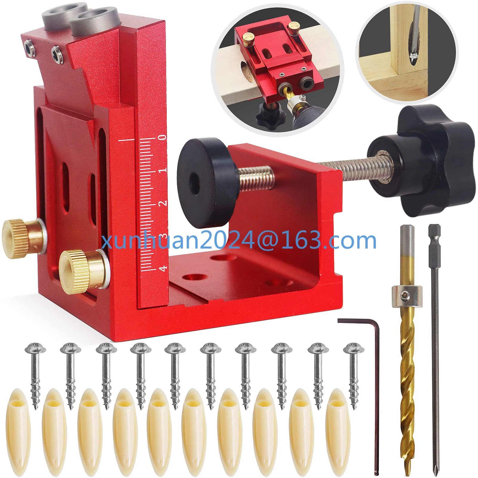 Pocket Hole Jig Kit Adjustable Woodworking Tools Pocket Dowel Hole Jig System Set Wood Woodwork Guides Joint Angle Tool