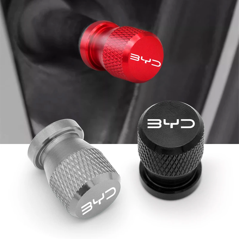 4 PCS Car Wheel Tire Valve Stem Cap Cover Aluminum, for BYD Dolphin DM-i Qin Song Plus Tang F3 E6 Han EV Seagull SEAL SHARK