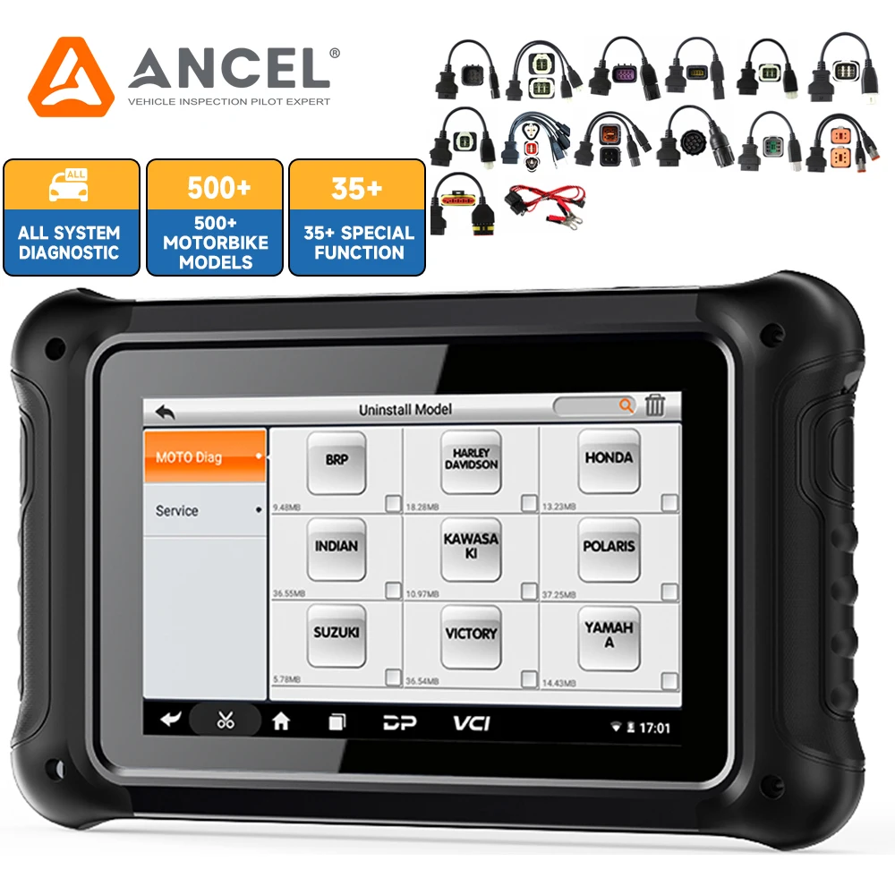 ANCEL MT700 Strumento diagnostico per moto Sistemi completi Reset olio ABS 35+ Reset OBD2 Scanner per BMW Per Yamaha Per Harley Per KTM