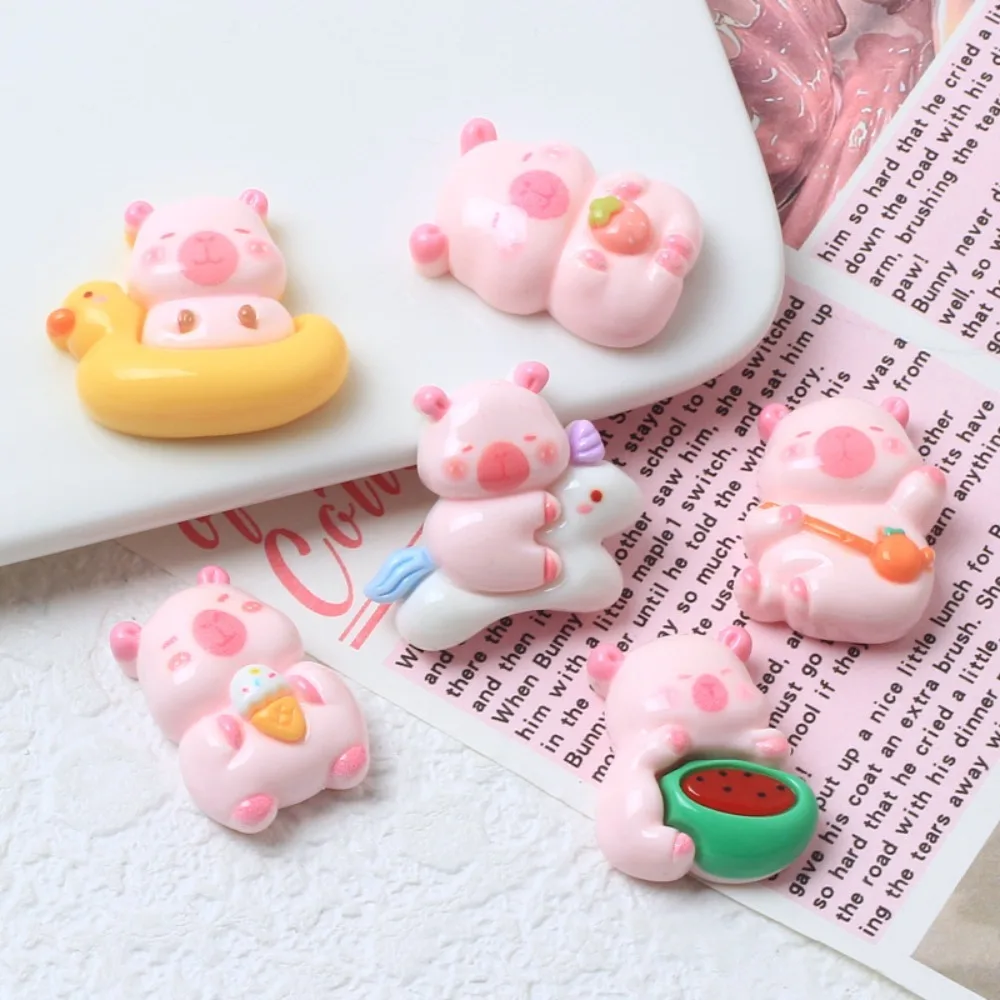 

10Pcs Kawii resin pink bear duck Series Miniature Flat Back Cabochons For Hairpin Scrapbooking DIY Home Decor Craft Accessories