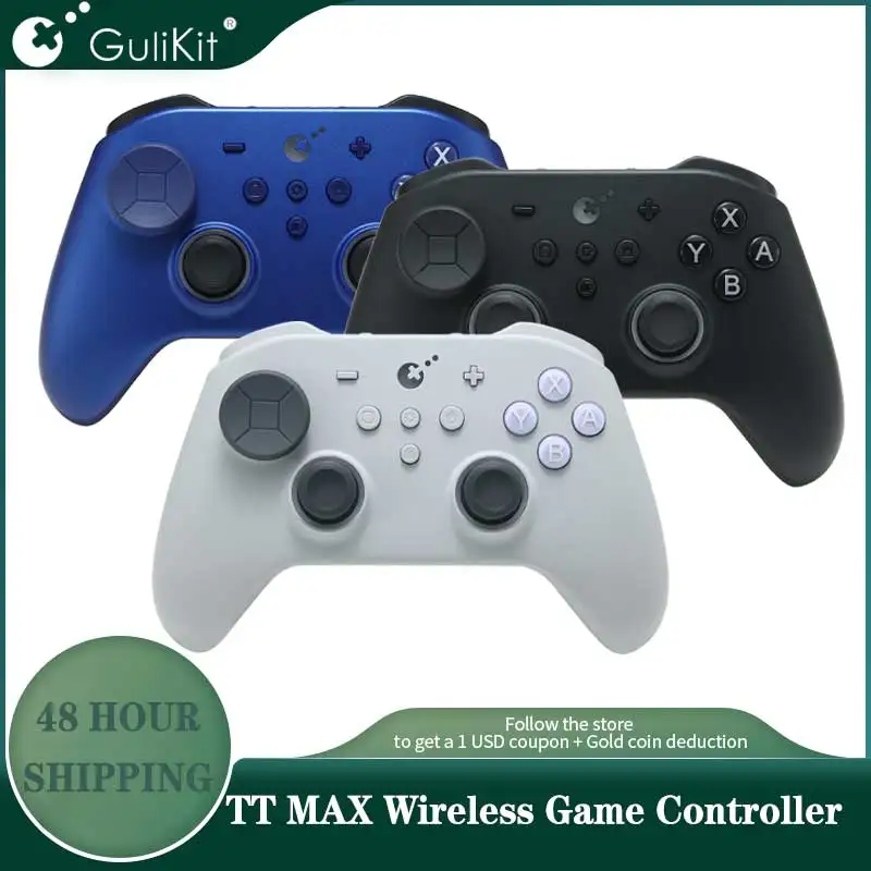 GuliKit TT MAX 무선 게임 컨트롤러 (스위치 1/2, PC, 안드로이드, iOS 호환) - 텐션 조절 가능 TMR 조이스틱, 안티 드리프트 게임패드